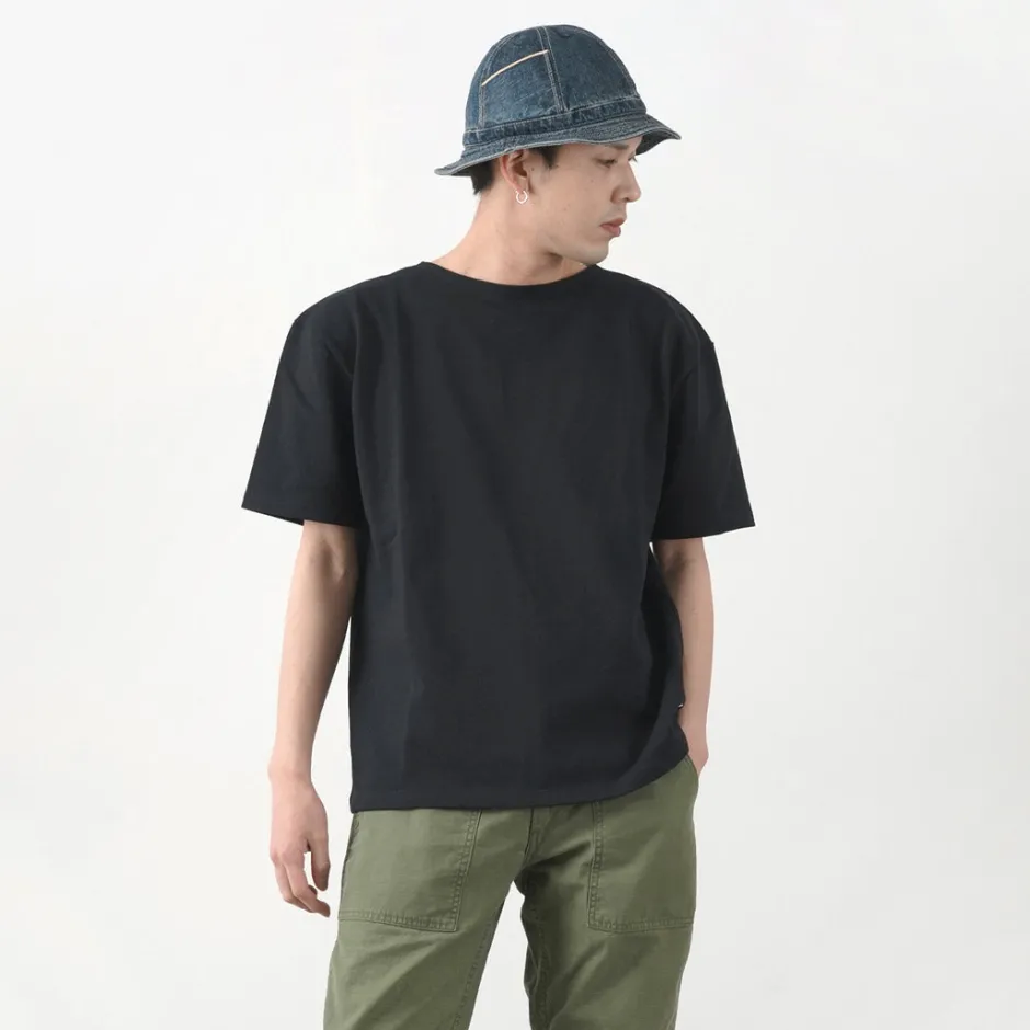 T-Shirts^GLACON / Solid colour Boat neck Big shirt