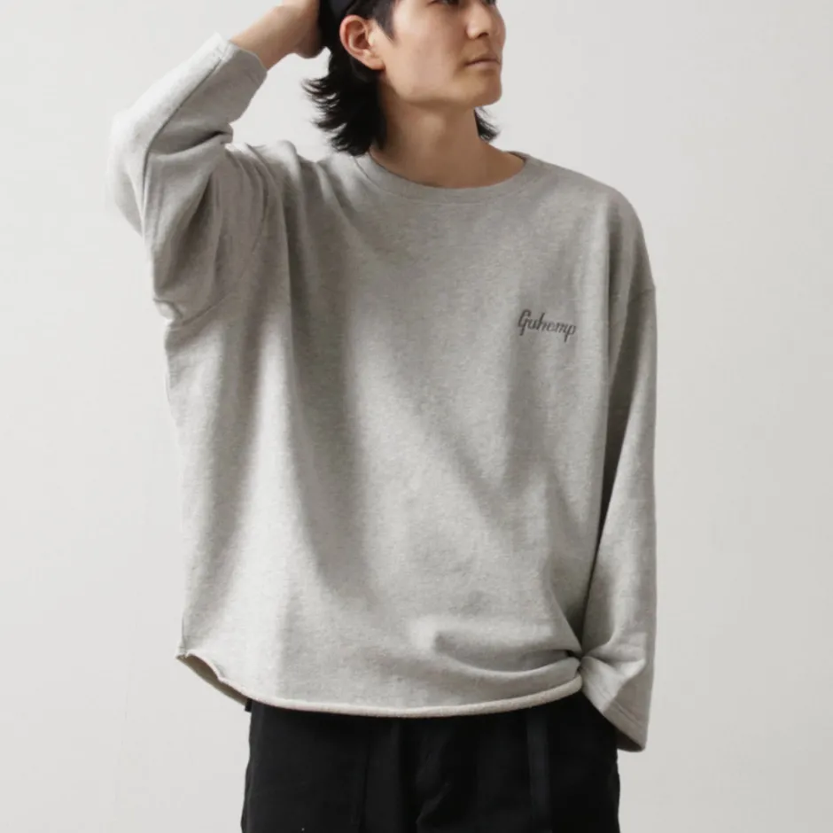 Sweatshirts^GOHEMP / Loose Round 7/10 Sleeve Light Ounce Sweat T-Shirt gray