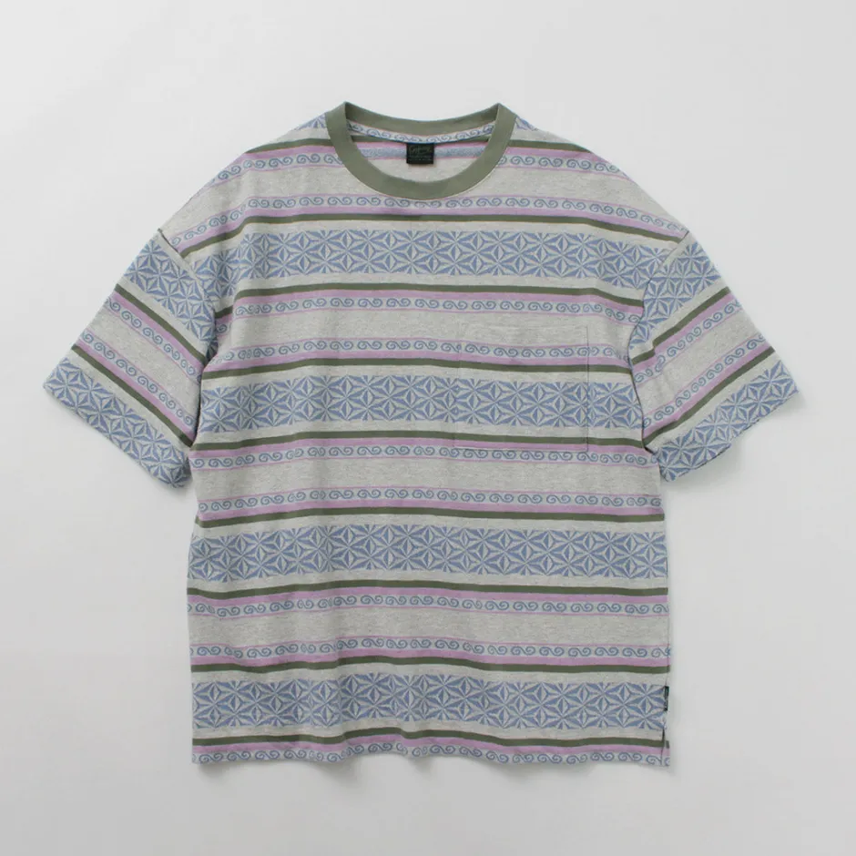 T-Shirts^GOHEMP / Wide Slit T-Shirt Hemp Leaf Jacquard