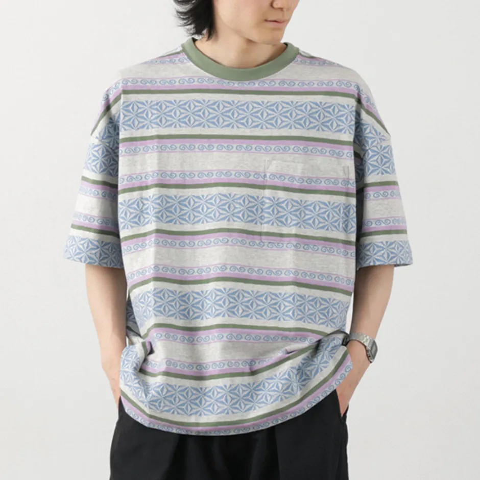 T-Shirts^GOHEMP / Wide Slit T-Shirt Hemp Leaf Jacquard