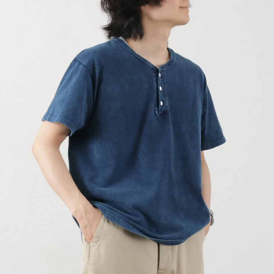 T-Shirts^GOOD ON / Short Sleeve Henley T-Shirt / Shave indigo