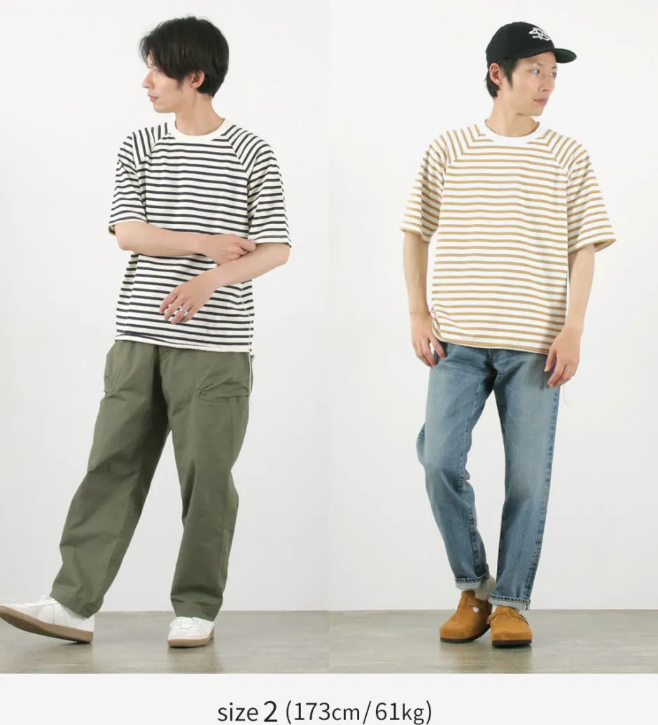 T-Shirts^HAVE A GOOD DAY / Stripe Loose Short Sleeve T-Shirt