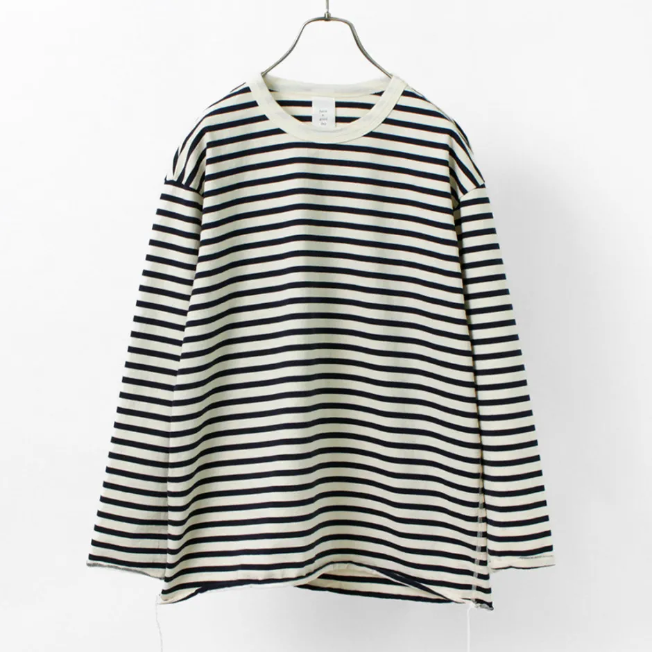 T-Shirts^HAVE A GOOD DAY / Striped Loose Long Sleeve T-Shirt