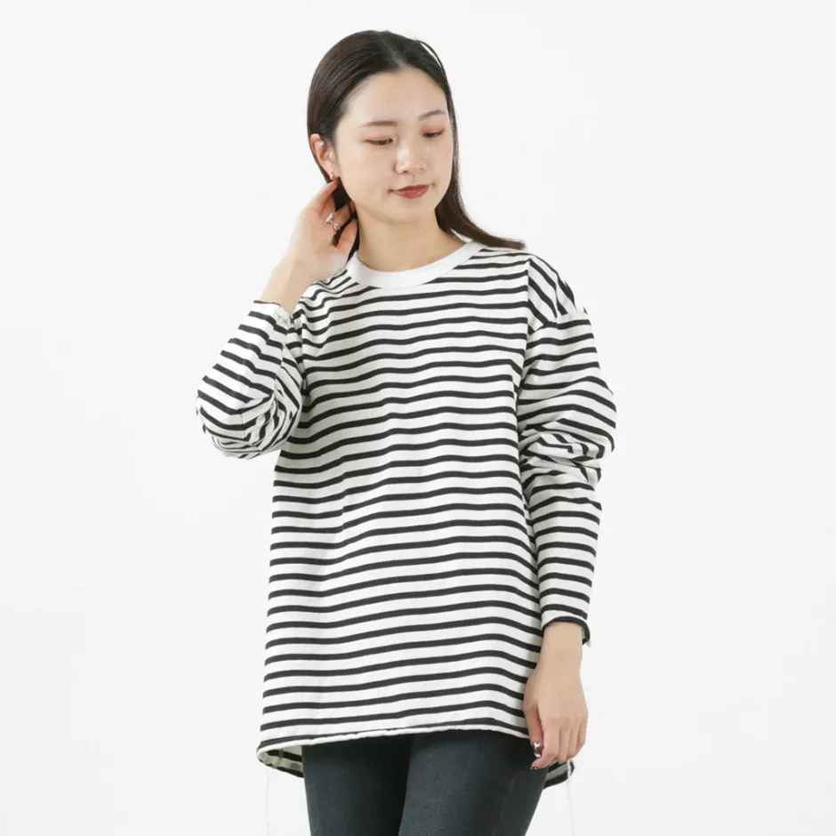 T-Shirts^HAVE A GOOD DAY / Striped Loose Long Sleeve T-Shirt