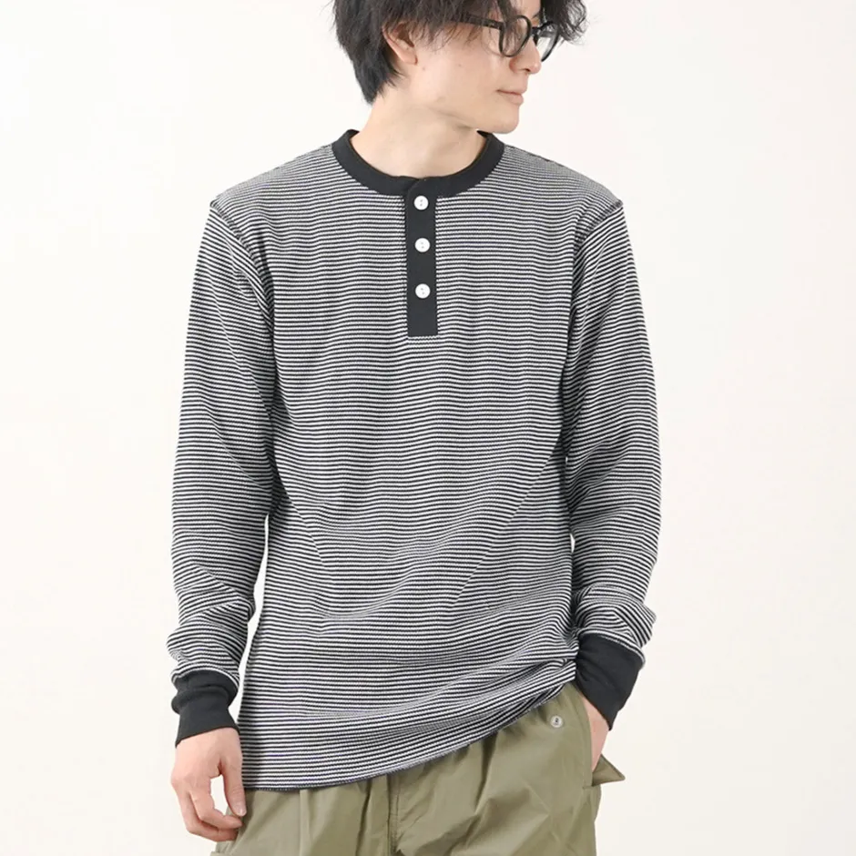 T-Shirts^HEALTHKNIT / Basic Waffle Henley Neck Long Sleeve