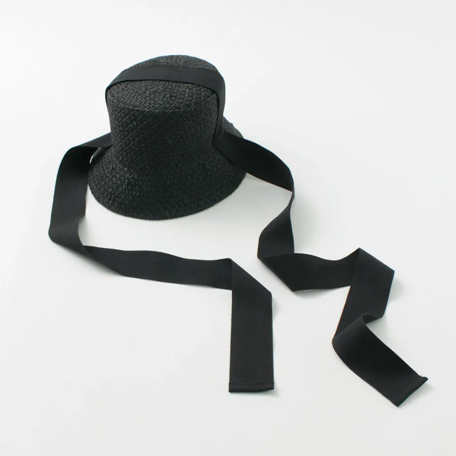 Hats^HICOSAKA / Paper Knit Bucket Ribbon Hat black