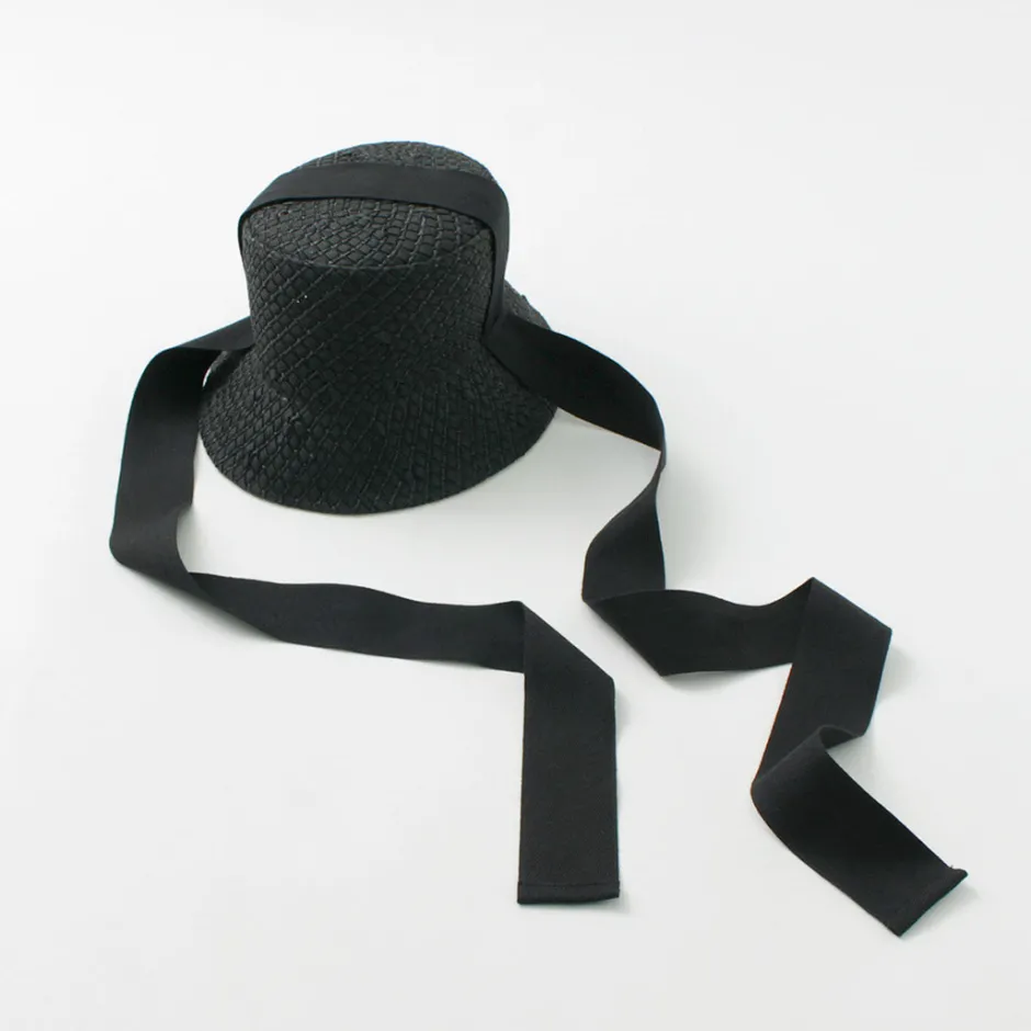 Hats^HICOSAKA / Paper Knit Bucket Ribbon Hat black