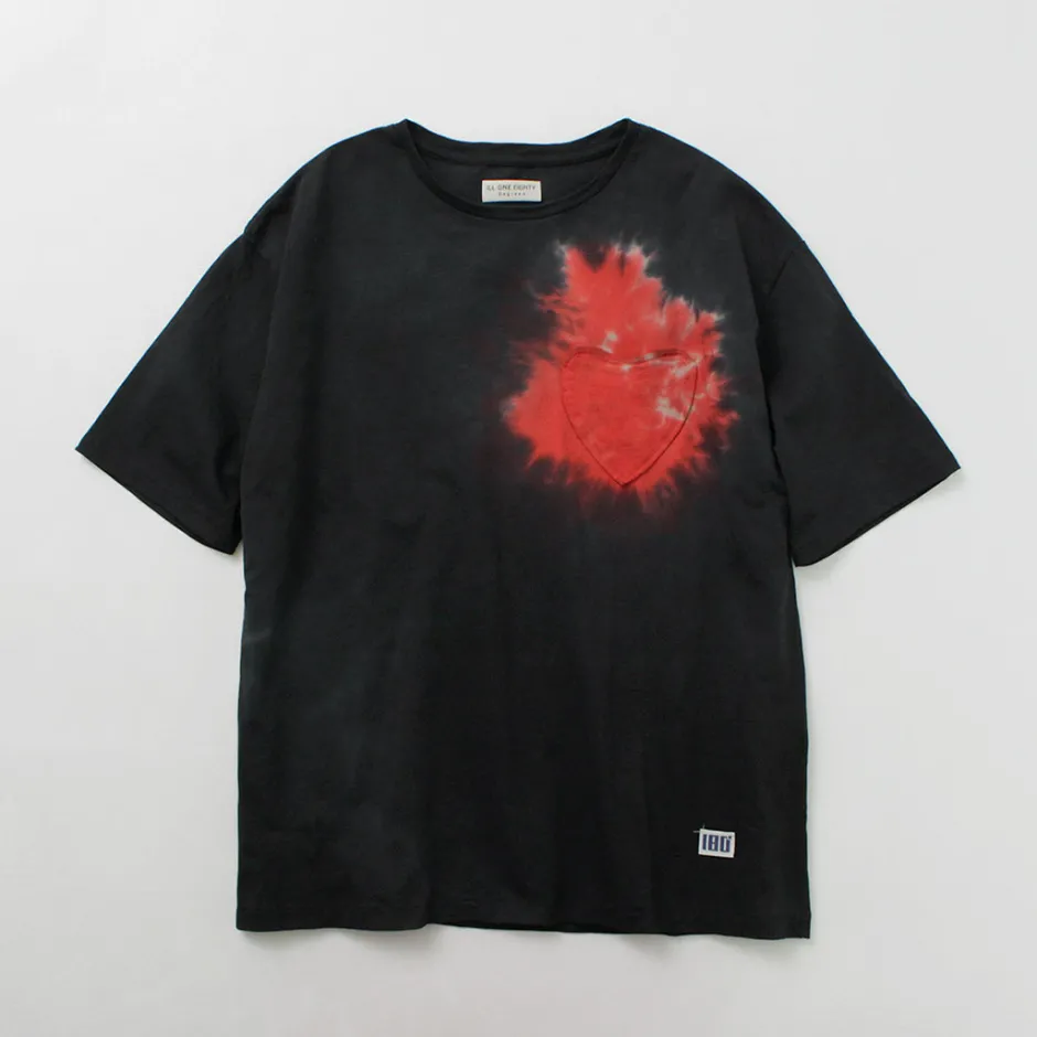 T-Shirts^ILL ONE EIGHTY / Tie Dye Heart Pocket Short Sleeve T-Shirt black