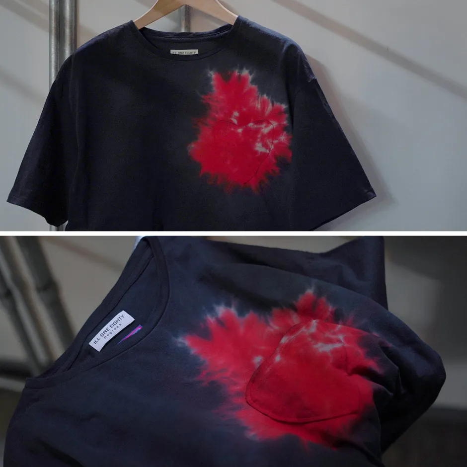 T-Shirts^ILL ONE EIGHTY / Tie Dye Heart Pocket Short Sleeve T-Shirt black