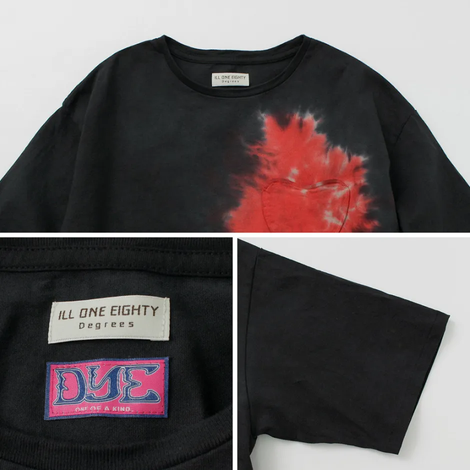T-Shirts^ILL ONE EIGHTY / Tie Dye Heart Pocket Short Sleeve T-Shirt black