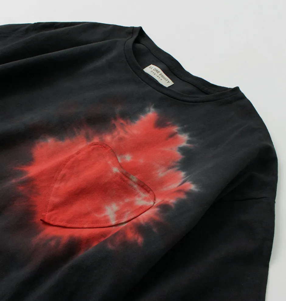 T-Shirts^ILL ONE EIGHTY / Tie Dye Heart Pocket Short Sleeve T-Shirt black