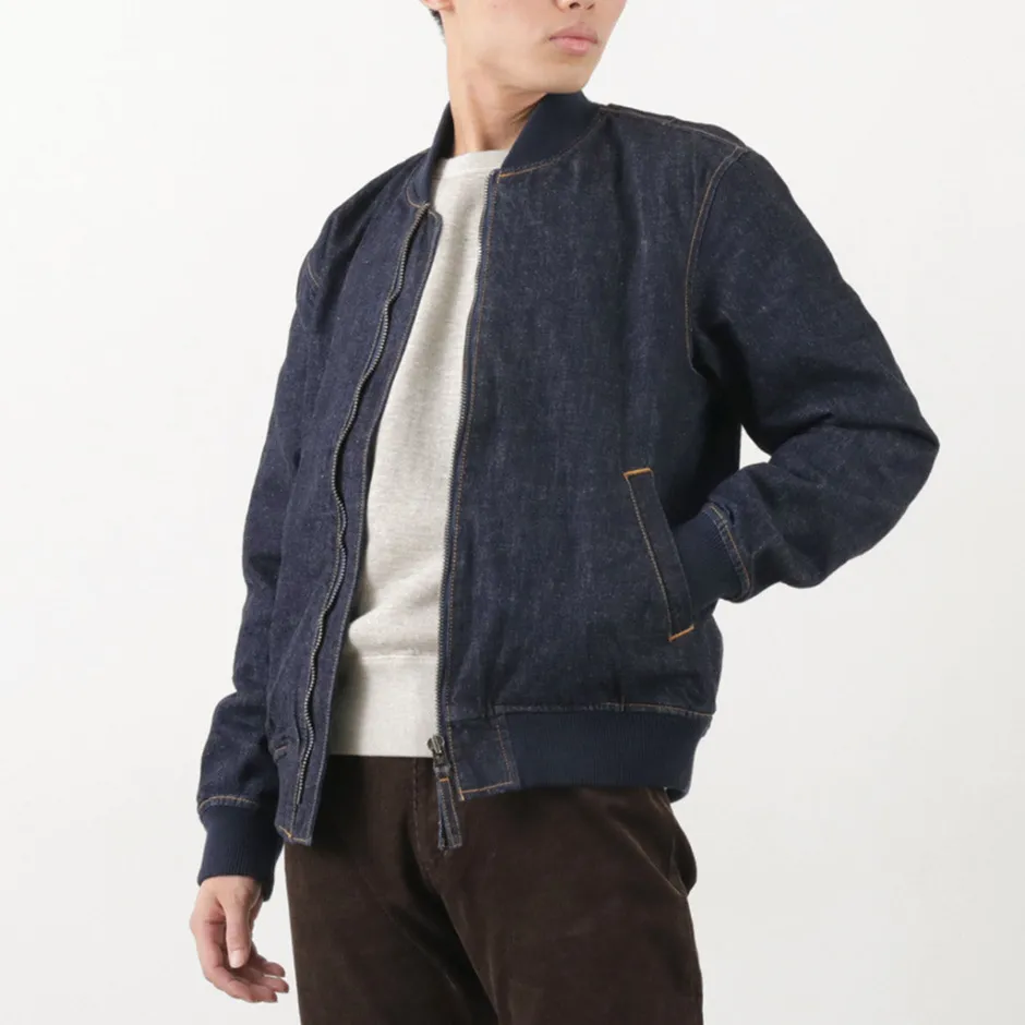 Jackets^JAPAN BLUE JEANS / 13.5oz Crunch Denim Bomber Jacket indigo