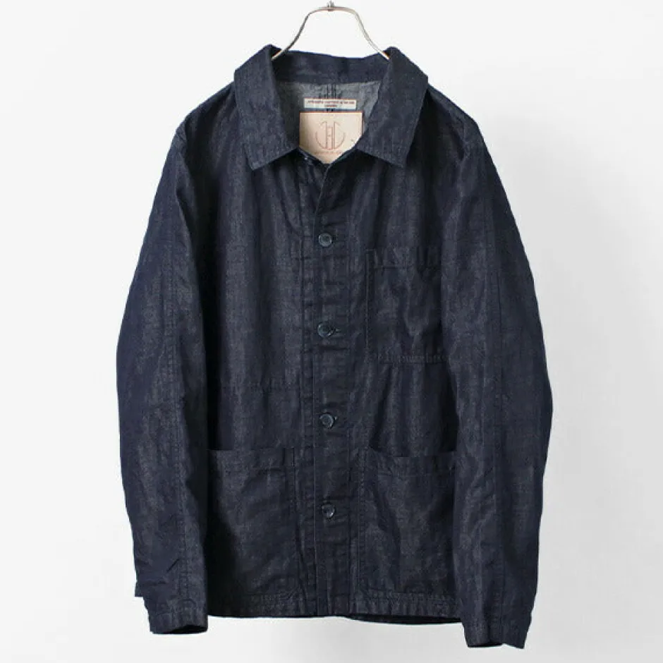 Jackets^JAPAN BLUE JEANS / RJB7070 Summer French Coverall Jacket Cotton Linen Denim indigo