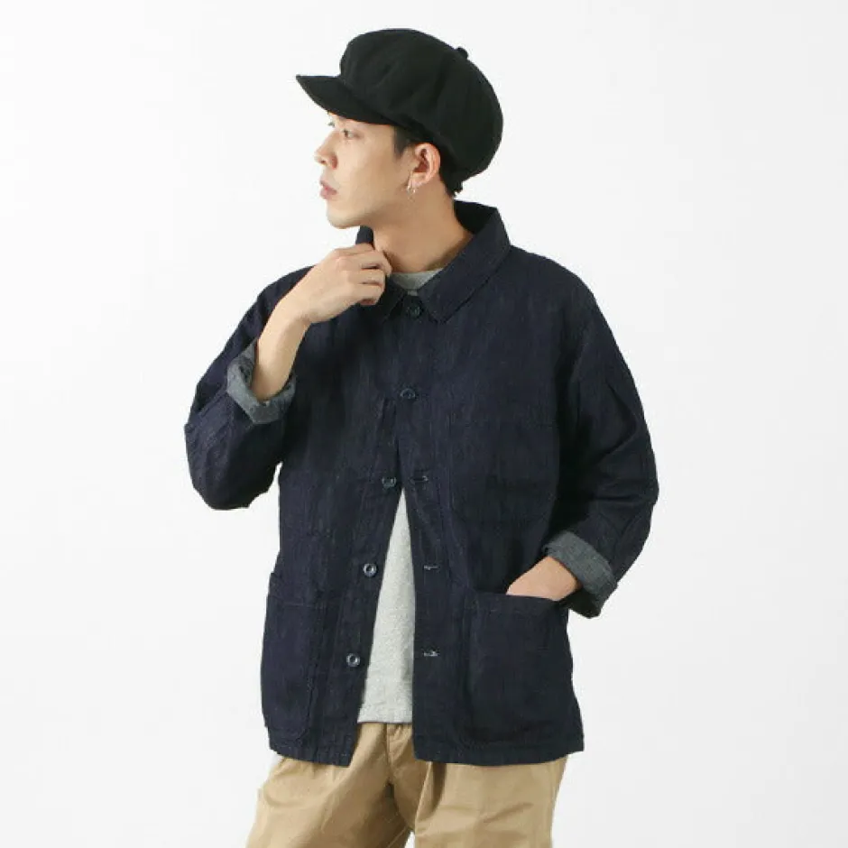 Jackets^JAPAN BLUE JEANS / RJB7070 Summer French Coverall Jacket Cotton Linen Denim indigo
