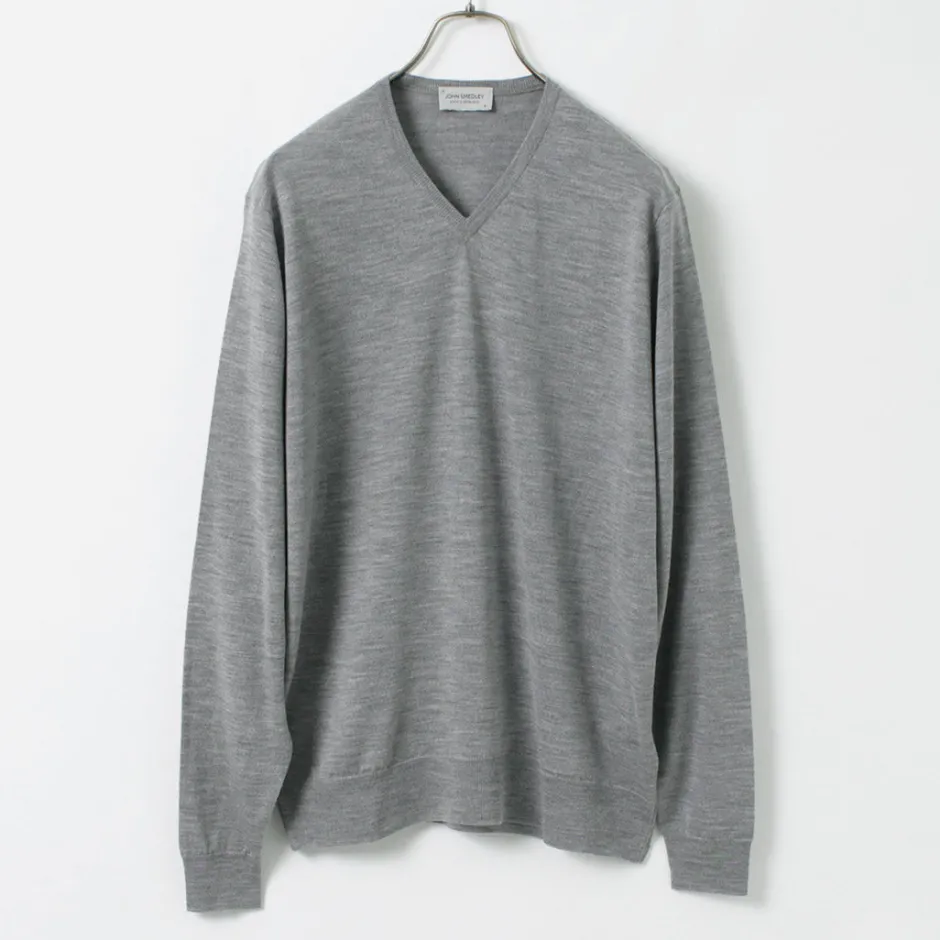 Knits^JOHN SMEDLEY / Merino Wool 30 Gauge 30 Gauge V-Neck Knit MODERN FIT