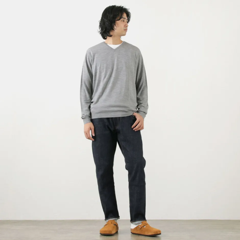 Knits^JOHN SMEDLEY / Merino Wool 30 Gauge 30 Gauge V-Neck Knit MODERN FIT