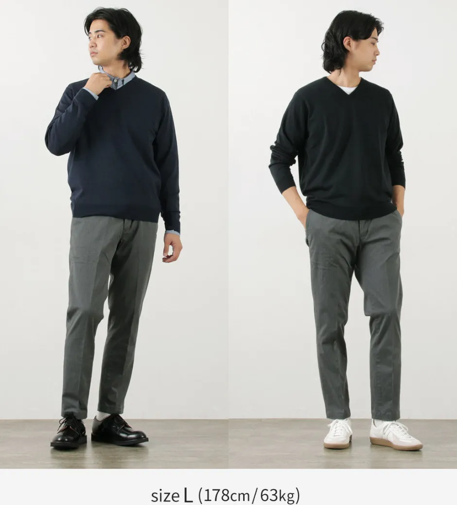 Knits^JOHN SMEDLEY / Merino Wool 30 Gauge 30 Gauge V-Neck Knit MODERN FIT