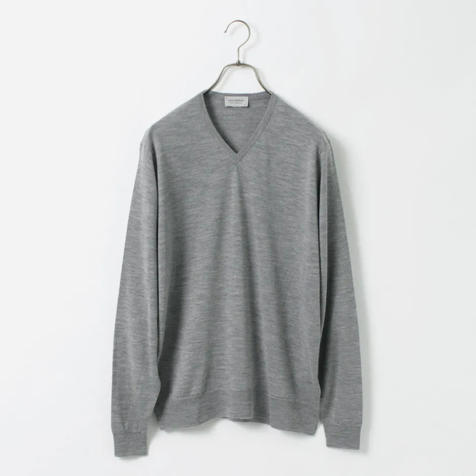 Knits^JOHN SMEDLEY / Merino Wool 30 Gauge 30 Gauge V-Neck Knit MODERN FIT