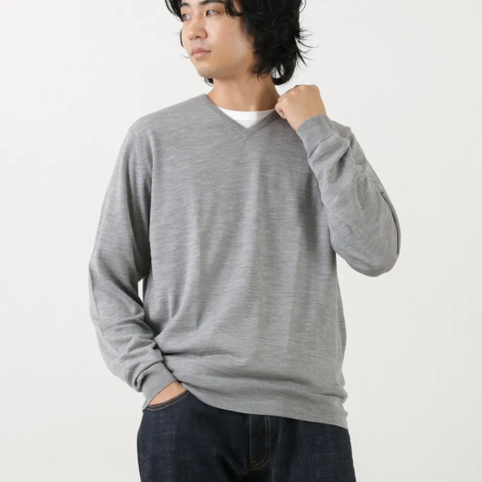 Knits^JOHN SMEDLEY / Merino Wool 30 Gauge 30 Gauge V-Neck Knit MODERN FIT