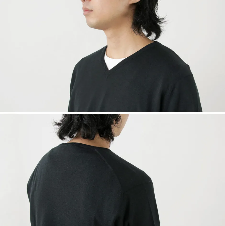 Knits^JOHN SMEDLEY / Merino Wool 30 Gauge 30 Gauge V-Neck Knit MODERN FIT