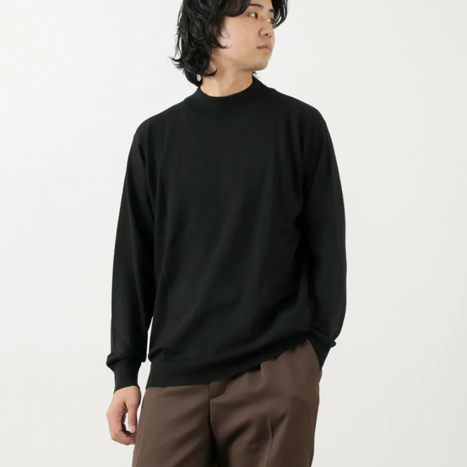 Knits^JOHN SMEDLEY / Merino Wool 24 Gauge Mock Neck Knit