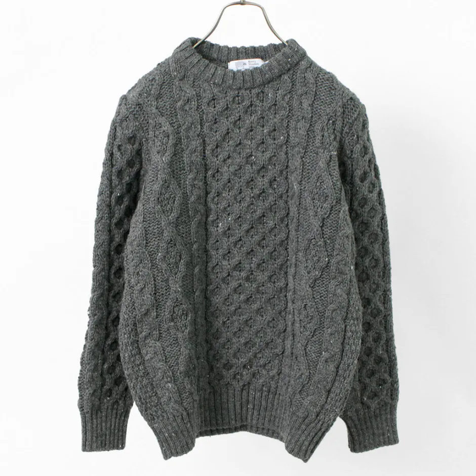 Knits^KERRY WOOLLEN MILLS / 5 gauge 3-ply aran cable crew neck heavy knit