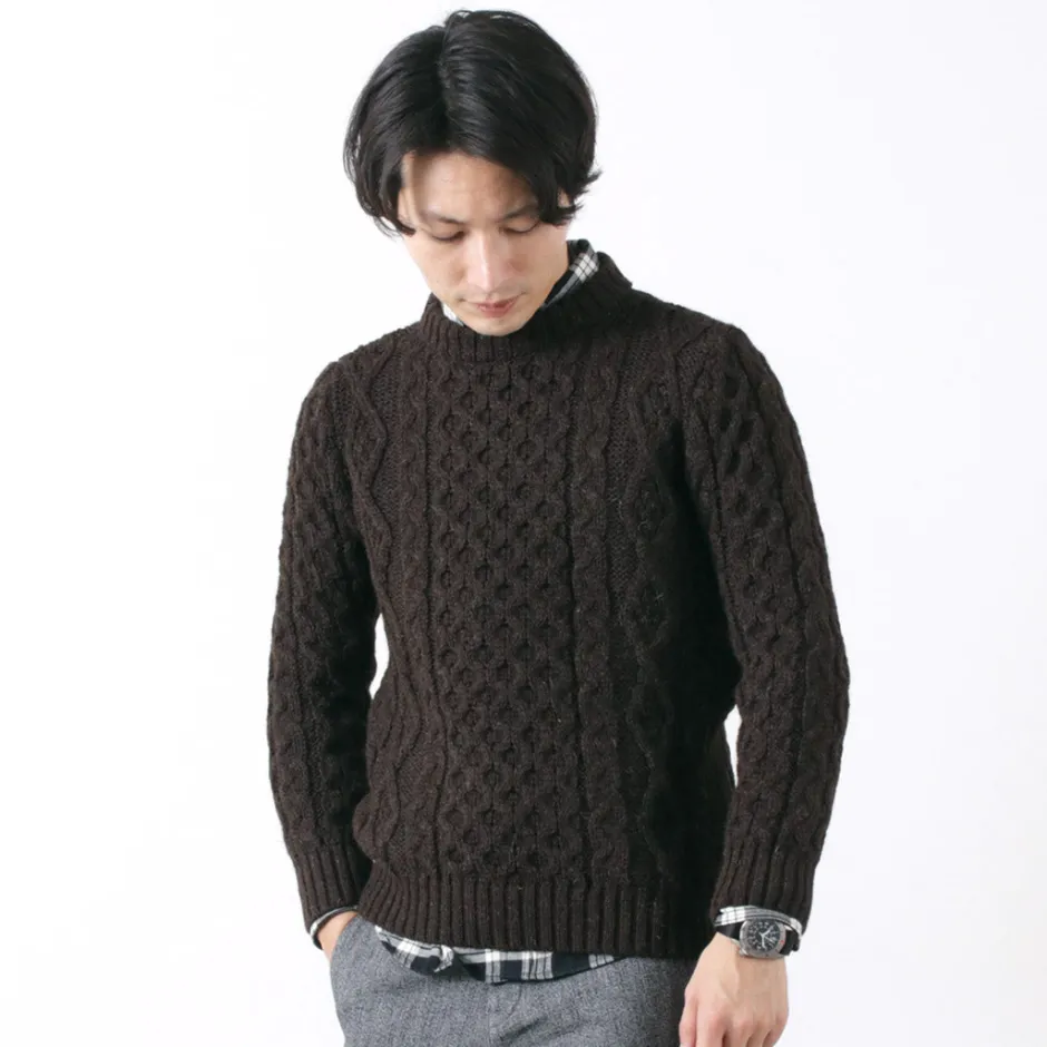 Knits^KERRY WOOLLEN MILLS / 5 gauge 3-ply aran cable crew neck heavy knit