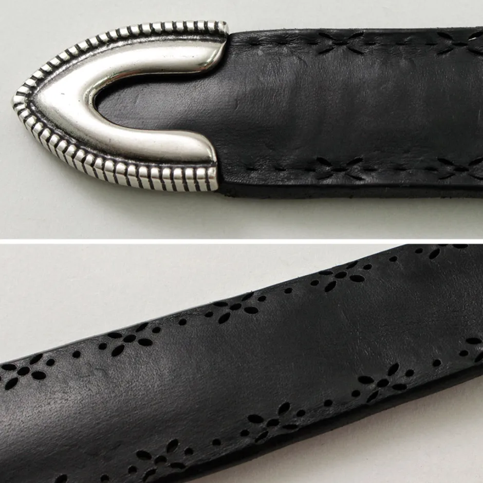 Belts^ORCIANI / Bull Soft punched leather belt with metal tip