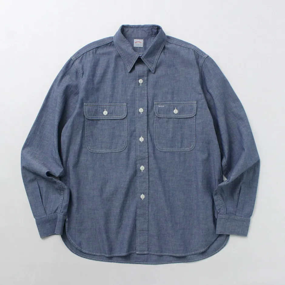 Shirts^PAYDAY / 40s model, chin strap, work shirt lightblue