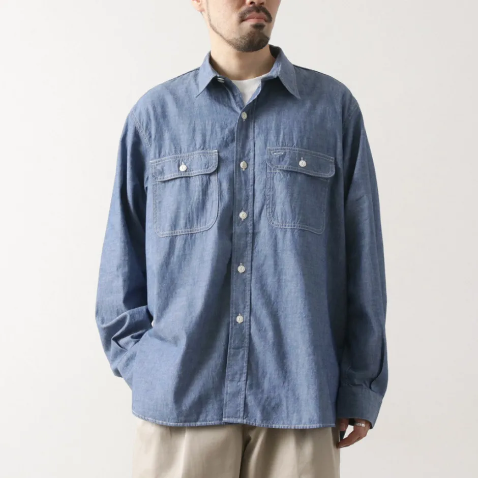 Shirts^PAYDAY / 40s model, chin strap, work shirt lightblue