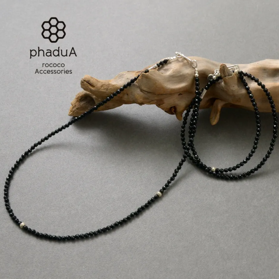 Anklets^PHADUA / onyx bead necklace black