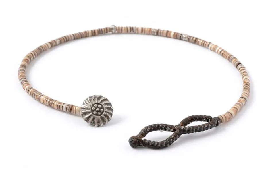 Anklets^PHADUA / Shell Beads Wax Cord Anklet brown