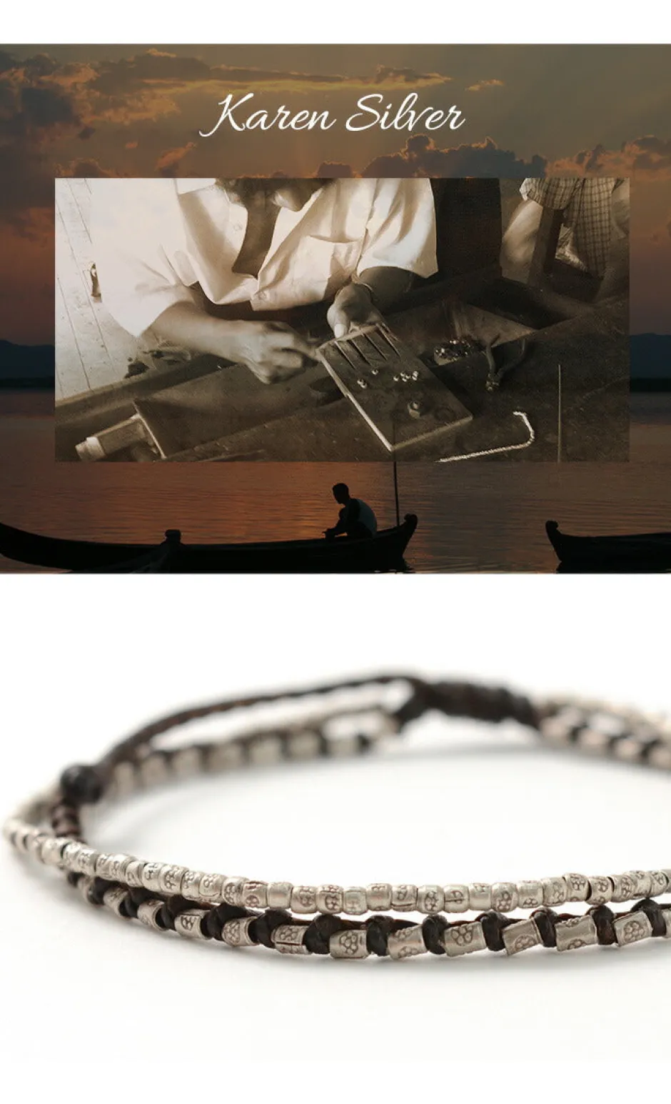 Anklets^PHADUA / Double-Strand Anklet with Silver Wax Cord