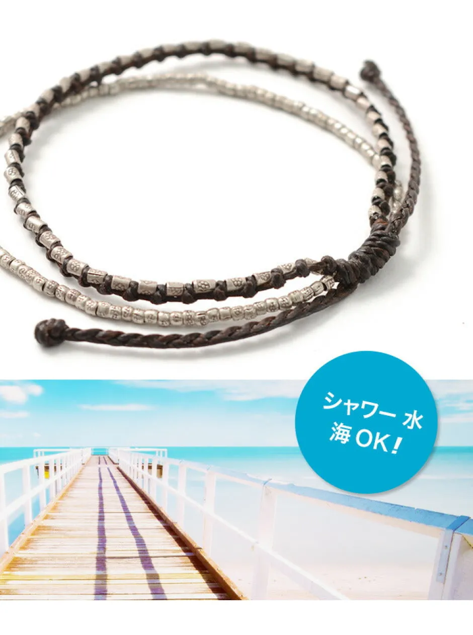 Anklets^PHADUA / Double-Strand Anklet with Silver Wax Cord