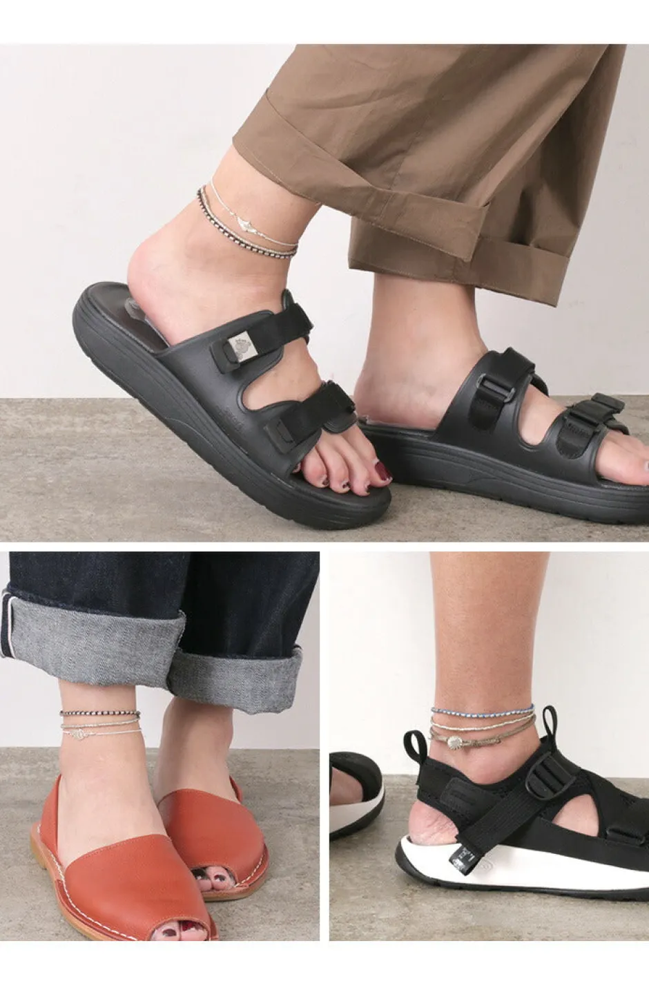 Anklets^PHADUA / Double-Strand Anklet with Silver Wax Cord