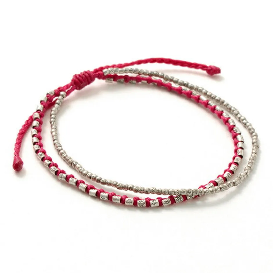 Anklets^PHADUA / Double-Strand Anklet with Silver Wax Cord