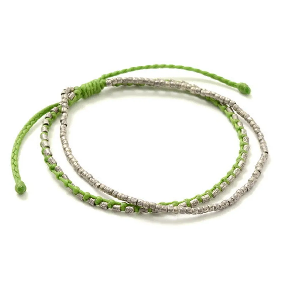 Anklets^PHADUA / Double-Strand Anklet with Silver Wax Cord