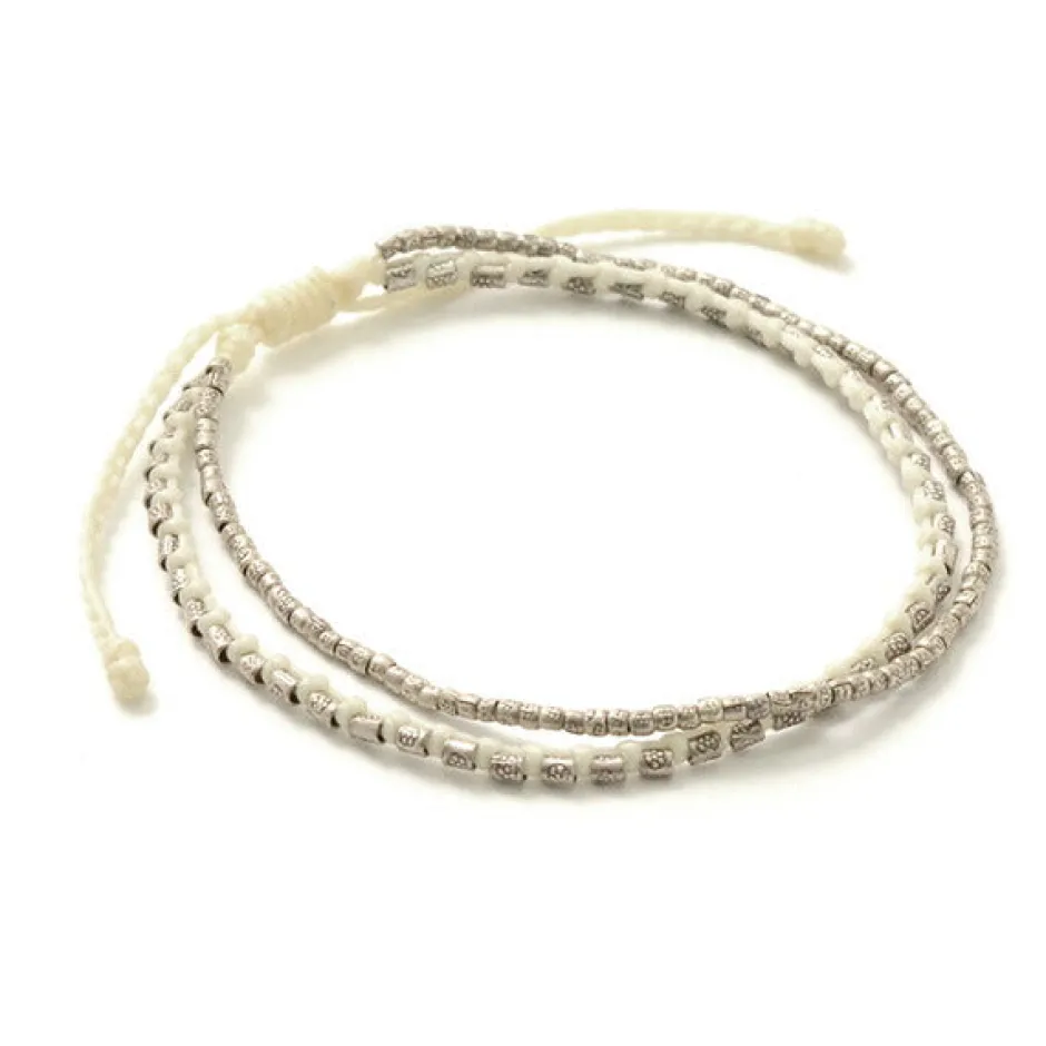 Anklets^PHADUA / Double-Strand Anklet with Silver Wax Cord