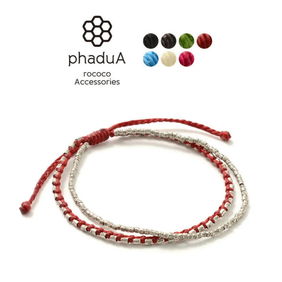 Anklets^PHADUA / Double-Strand Anklet with Silver Wax Cord
