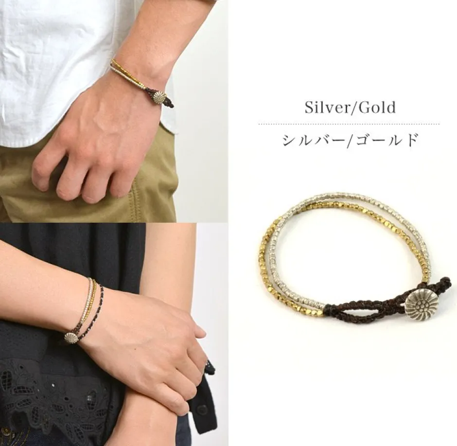 Anklets^PHADUA / Karen Silver Beads Brass Double Cord Bracelet gold