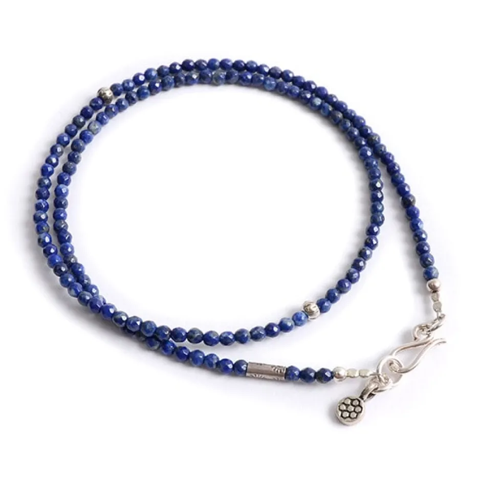 Anklets^PHADUA / Lapis lazuli 3mm cut bead necklace / anklet blue