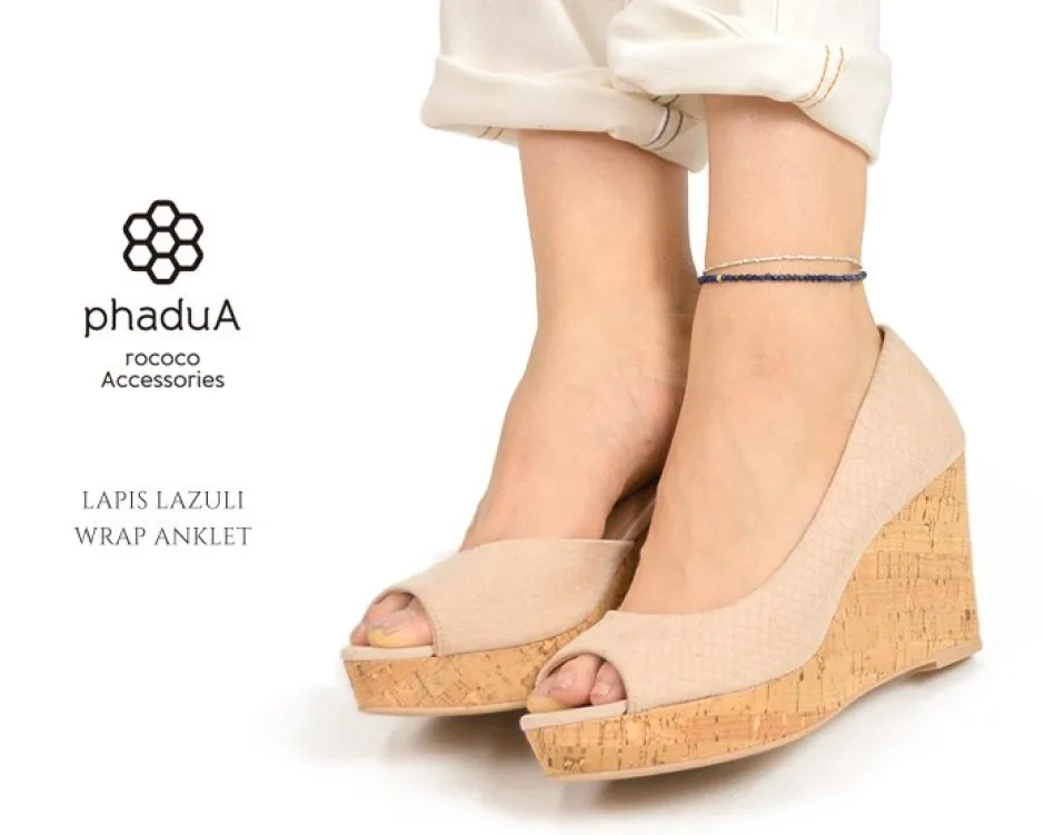 Anklets^PHADUA / Lapis Lazuli W Wrap Anklet blue