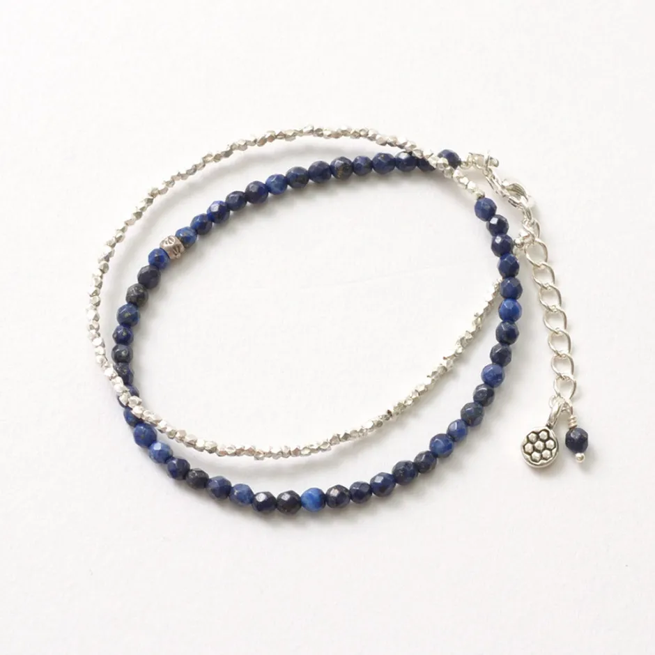 Anklets^PHADUA / Lapis Lazuli W-Wrap Bracelet blue