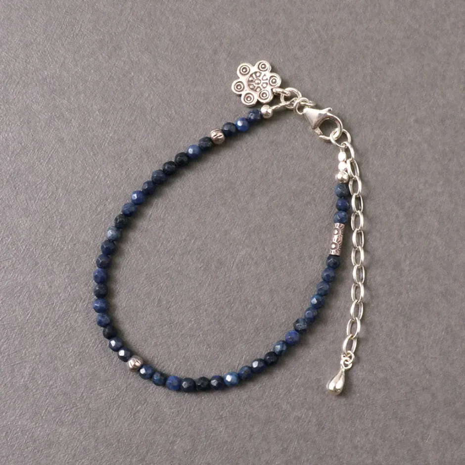 Anklets^PHADUA / Lapis (3mm) Cut Beads Anklet Adjuster blue