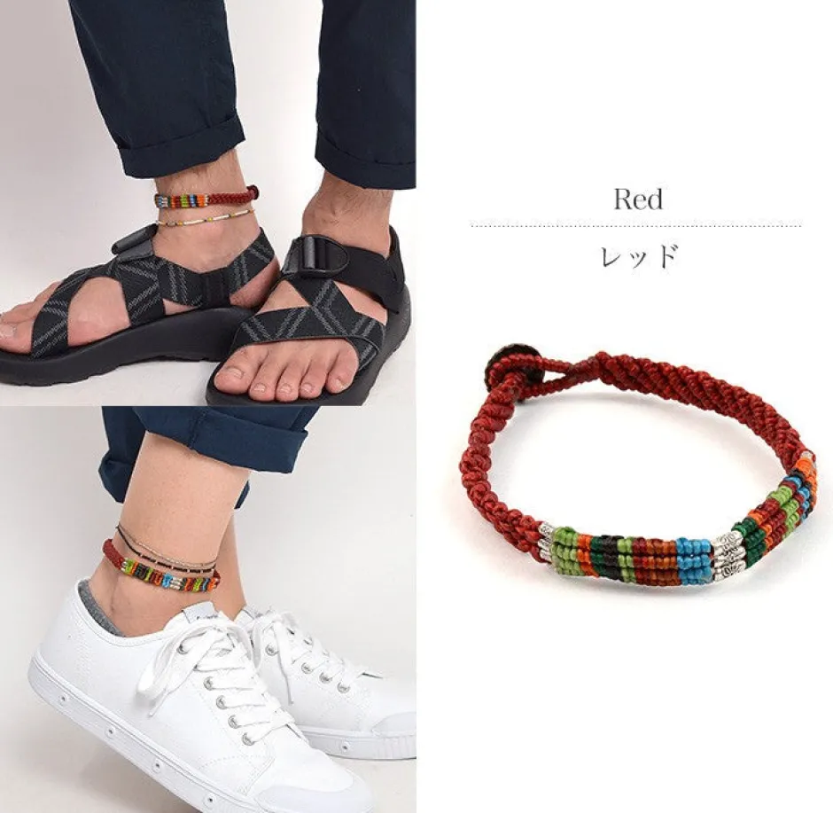 Anklets^PHADUA / Multi Colored Braid Wax Cord Anklet