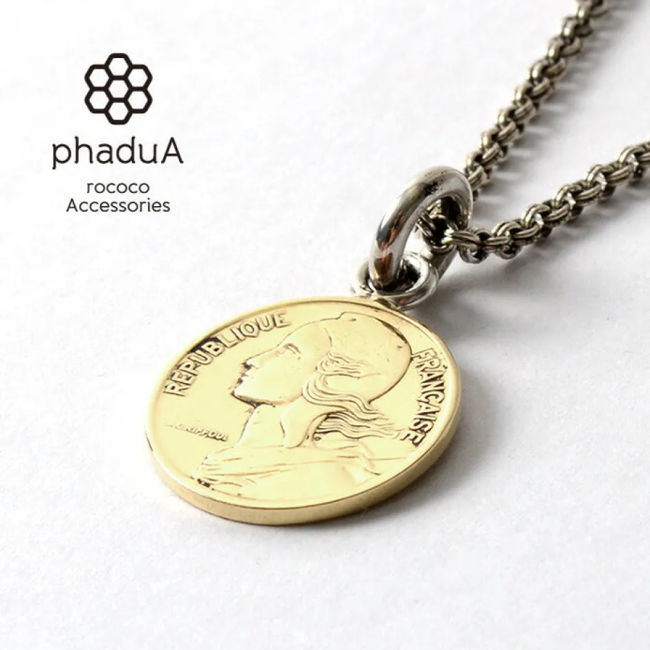 Necklaces^PHADUA / Old Coin Pendant Top FRANCE5 gold