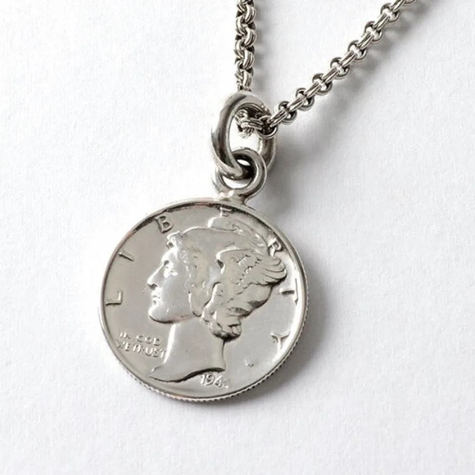 Necklaces^PHADUA / Old coin pendant top US 1 dime silver