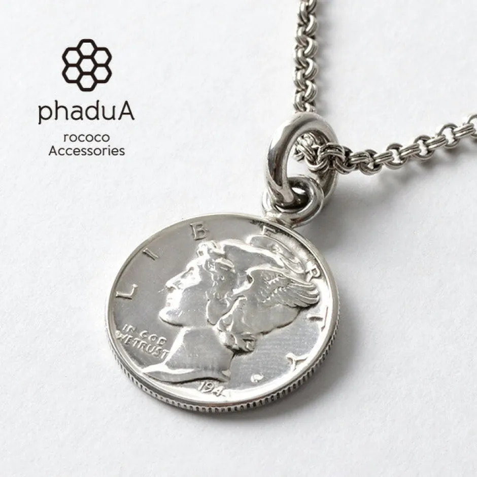 Necklaces^PHADUA / Old coin pendant top US 1 dime silver