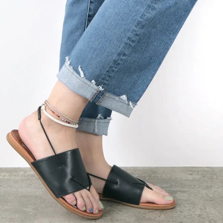 Anklets^PHADUA / 2-strand waxed cord African bead anklet black