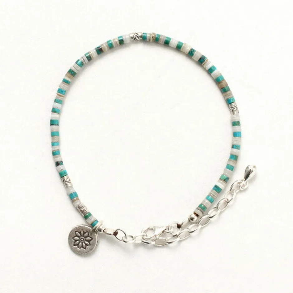 Anklets^PHADUA / Turquoise and Shell Anklet blue